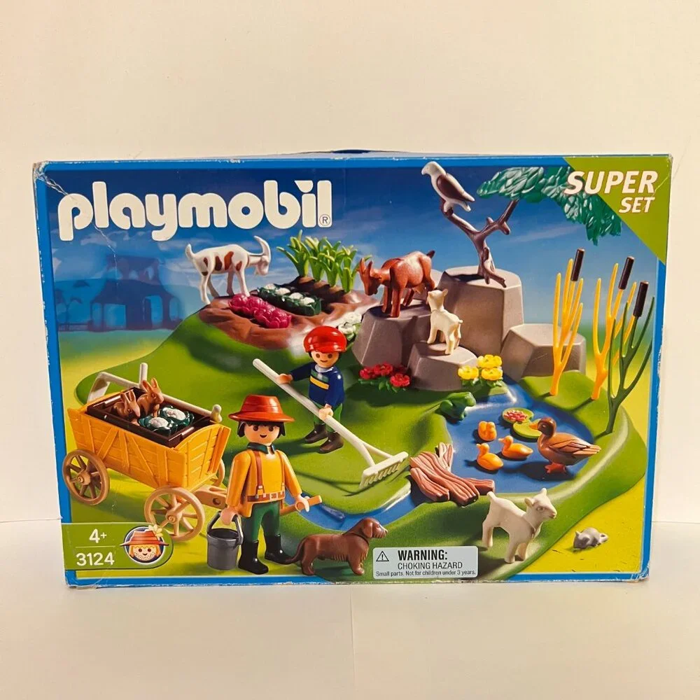 Playmobil Lot Farm Super Set 3124, Children’s Pony Wagon 3118, & Milk Maid 3007